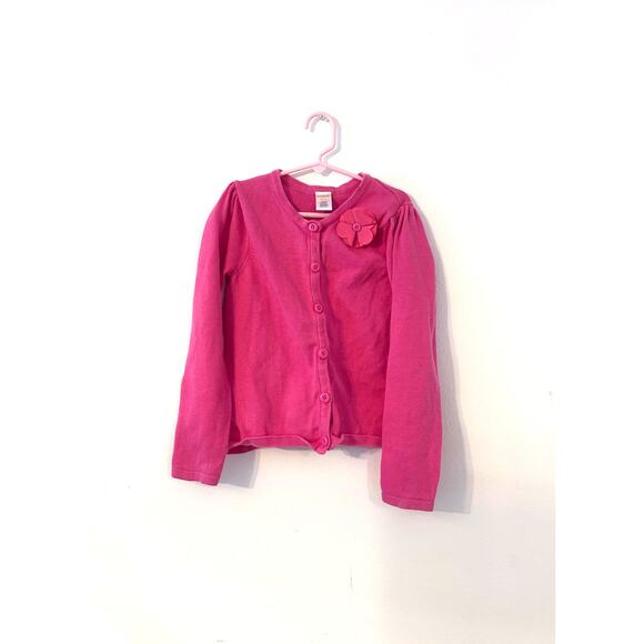 Gymboree Girls Pink Cardigan Sweater Size M 7/8 Flower Detail - Picture 1 of 6